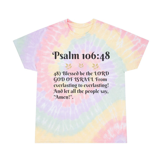 Spiral Tie-Dye Tee with Inspirational Psalm | Boho Chic Top for Relaxed Style, Spiritual Gift, Summer Wear, Festival Attire