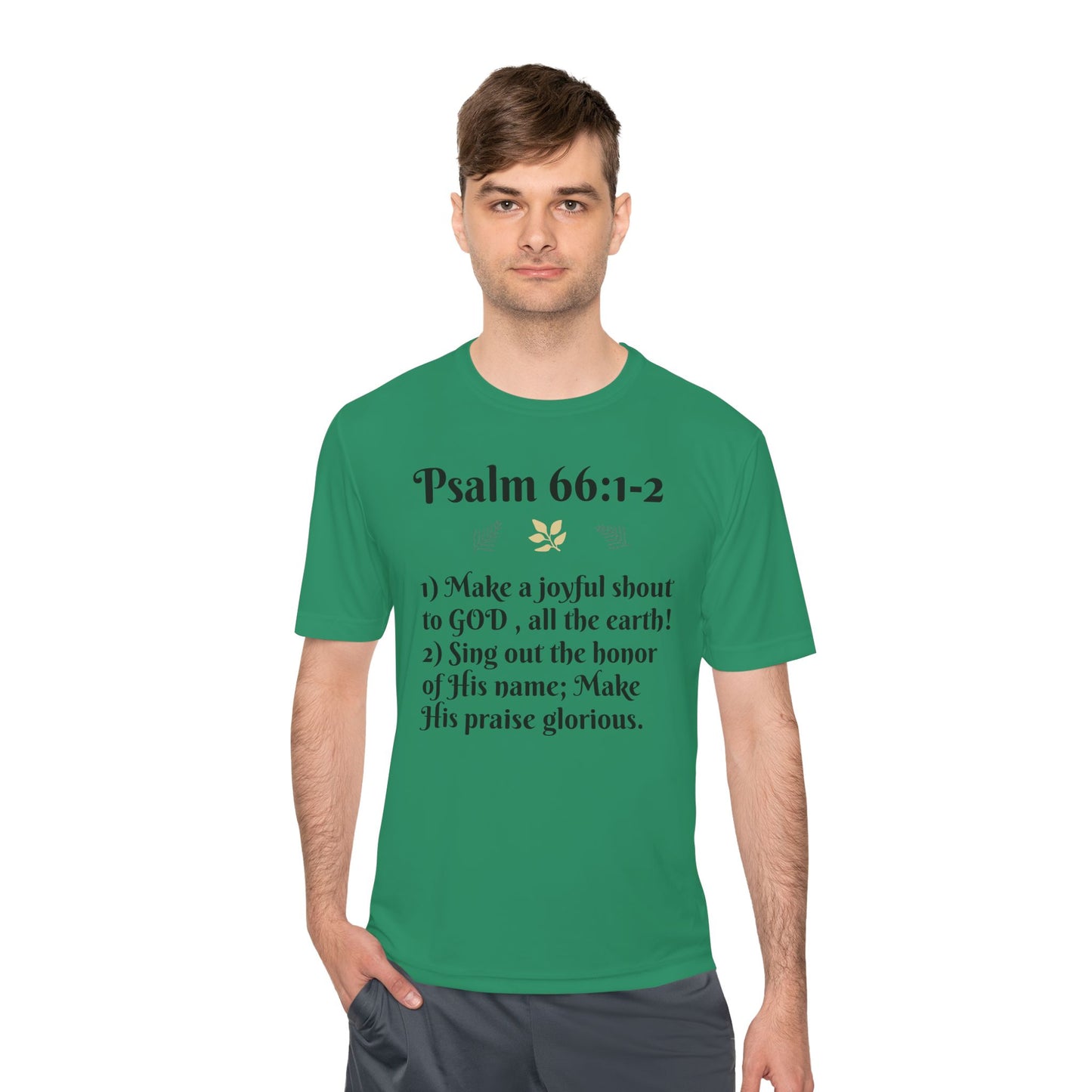 Unisex Moisture Wicking Tee - Inspiring Psalm 66:1-2 Shirt, Comfortable Workout Top, Christian Apparel, Gift for Faith Friends, [...]