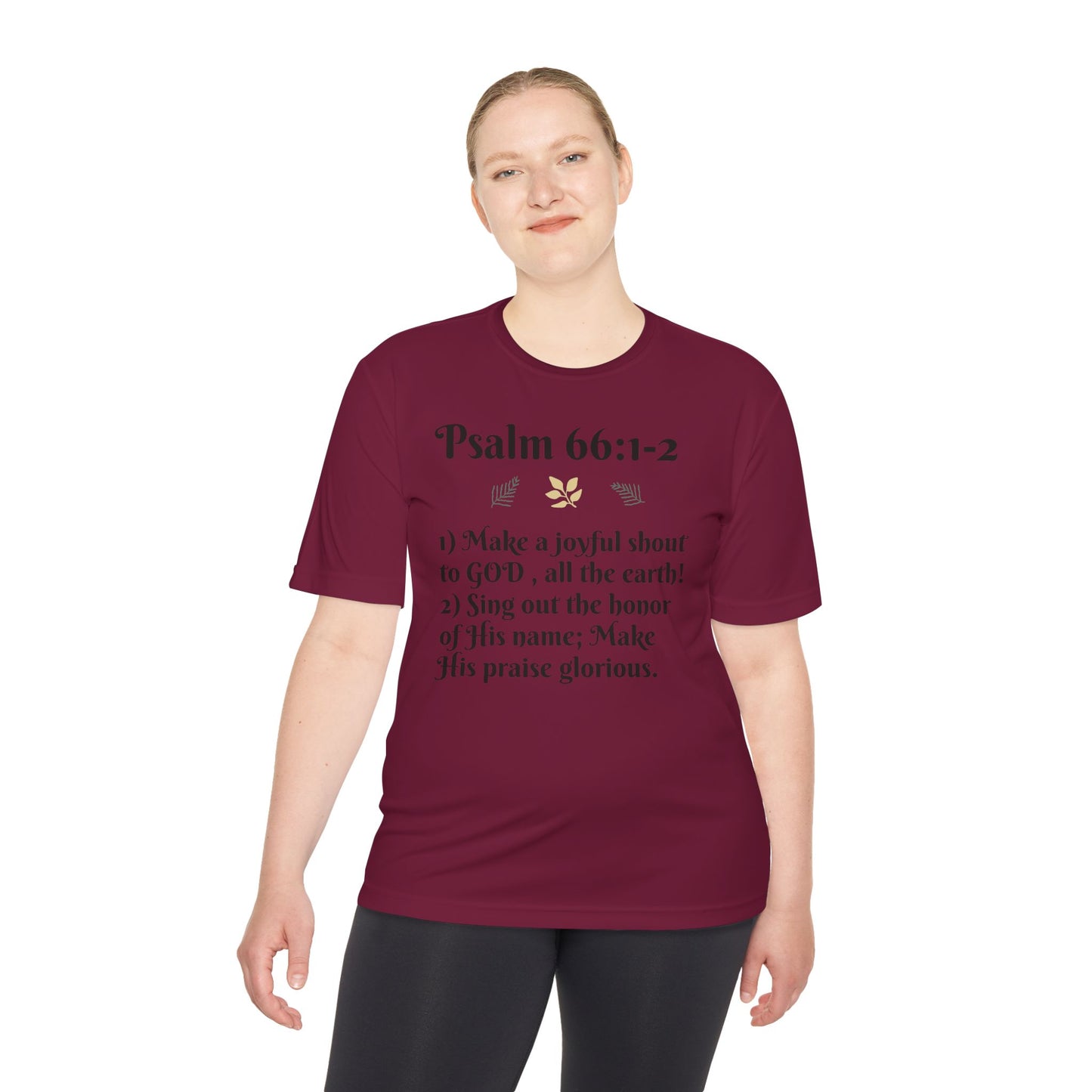 Unisex Moisture Wicking Tee - Inspiring Psalm 66:1-2 Shirt, Comfortable Workout Top, Christian Apparel, Gift for Faith Friends, [...]