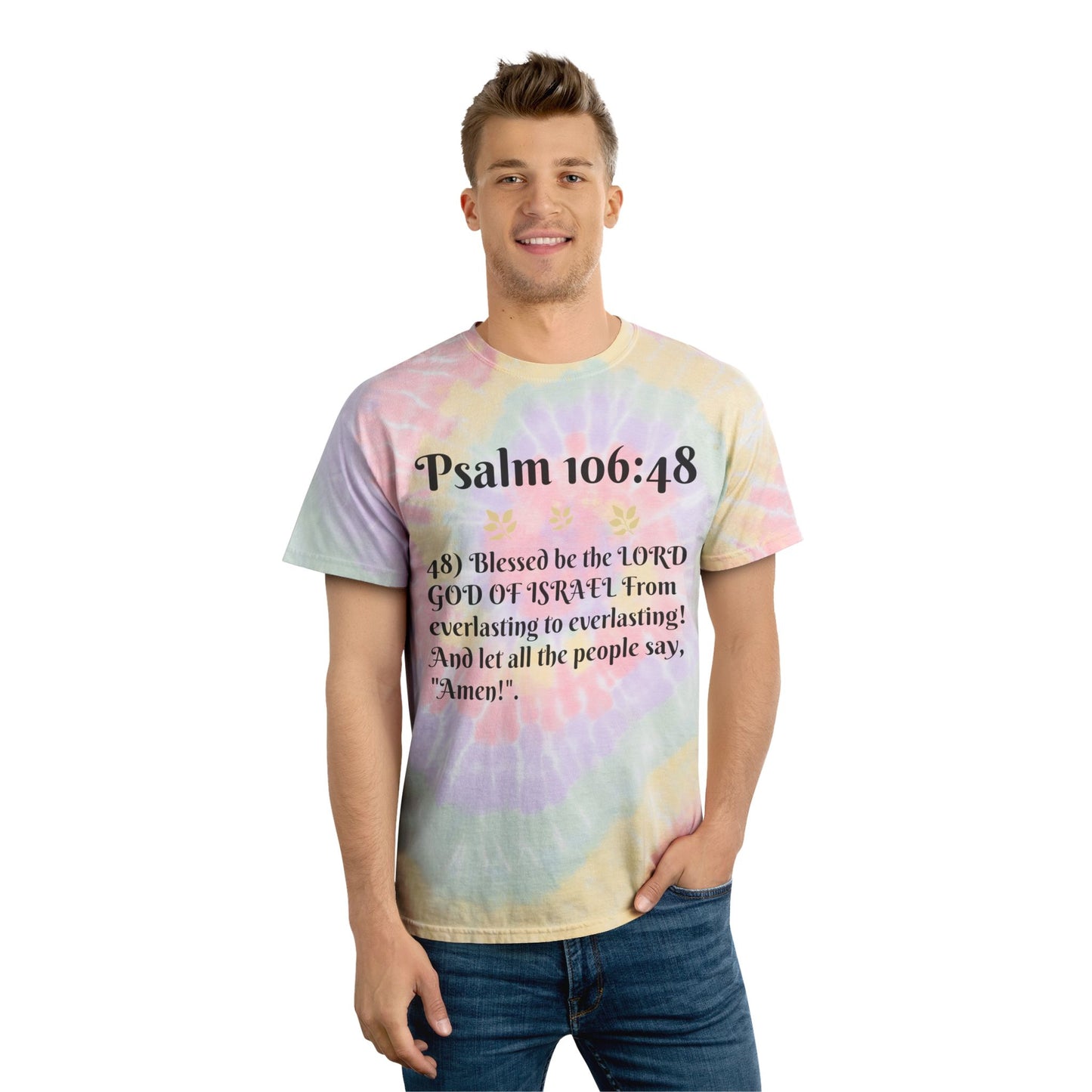 Spiral Tie-Dye Tee with Inspirational Psalm | Boho Chic Top for Relaxed Style, Spiritual Gift, Summer Wear, Festival Attire