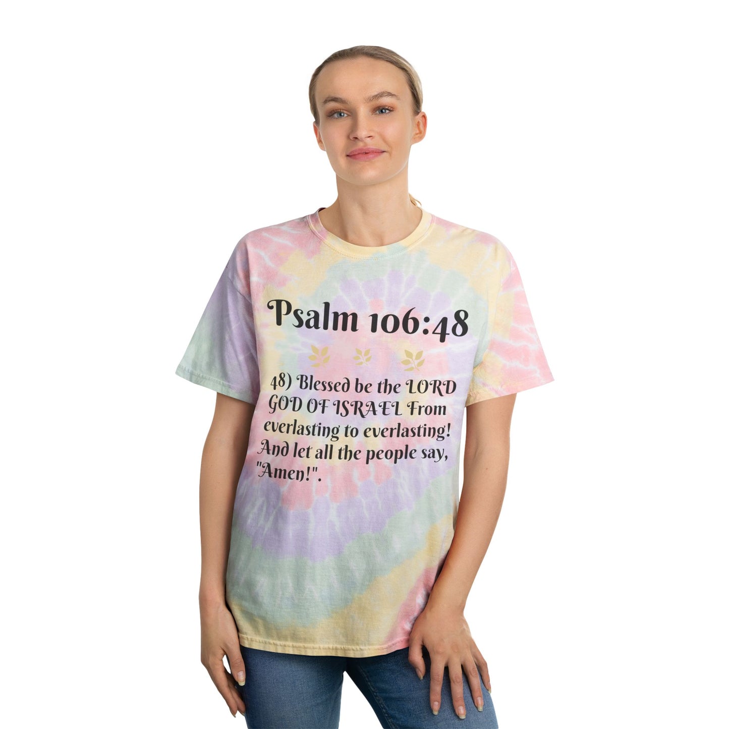 Spiral Tie-Dye Tee with Inspirational Psalm | Boho Chic Top for Relaxed Style, Spiritual Gift, Summer Wear, Festival Attire